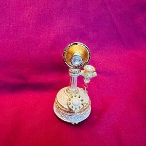 Vintage Style Gold and Pink Decorative Telephone Trinket Box